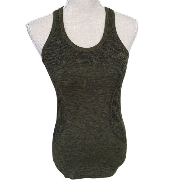Lululemon Women’s Swiftly Tank, Heathered Green With Floral Pattern 4 - Picture 1 of 5